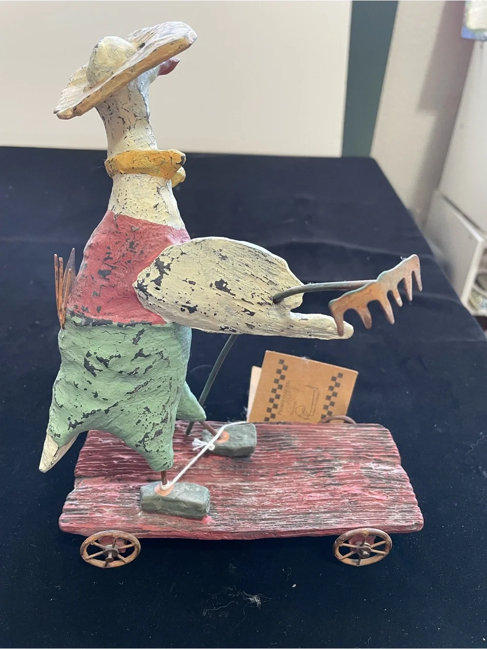 Primatives by Kathy rustic design farmer duck on a cart